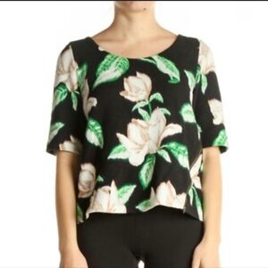 Anthropologie tropical floral print top EUC XS